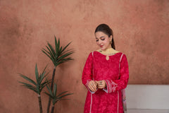 Fuchsia Cameo Trim-Embroidered 3pc