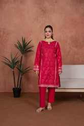 Fuchsia Cameo Trim-Embroidered 3pc