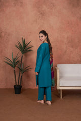 Teal Sultanate-Embroidered 3pc