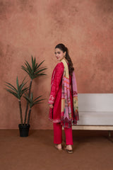 Fuchsia Cameo Trim-Embroidered 3pc