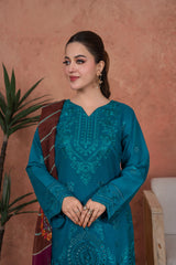 Teal Sultanate-Embroidered 3pc